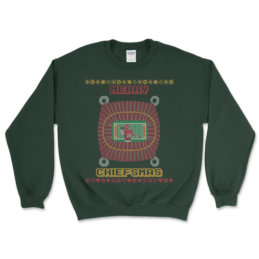 Merry Chiefsmas Sweatshirt Printify Forest Green S 